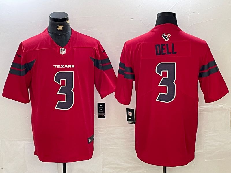 Men Houston Texans #3 Dell Red Second generations 2025 Nike Limited NFL Jersey style 1